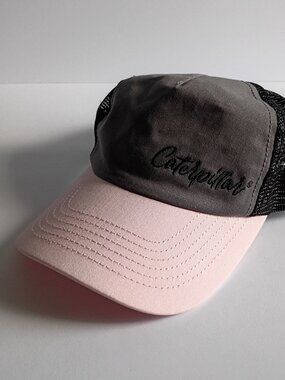 CAT Pink Black Gray Caterpillar Hat Adjustable